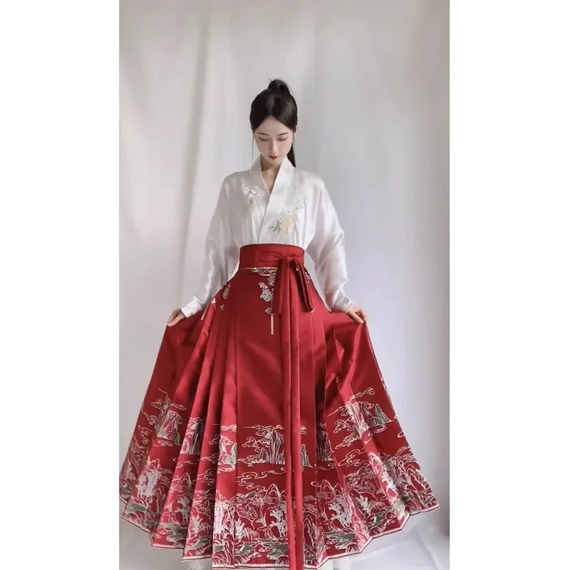 新中式国风明制马面裙汉服女2024春秋新款高级感日常通勤上班穿搭