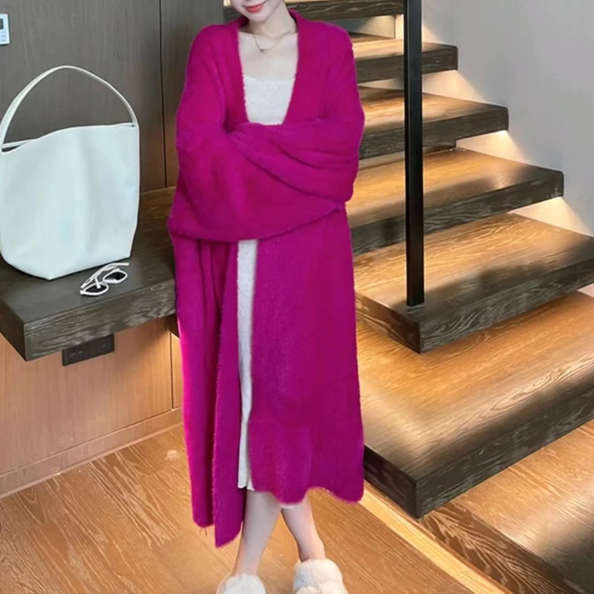 【大春子专属】高级感毛茸茸气质时尚中长款慵懒风宽松韩版针织衫