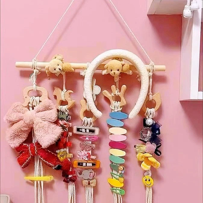 北欧风儿童卧室网红家用女孩创意可爱发夹收纳墙面挂饰装饰挂毯