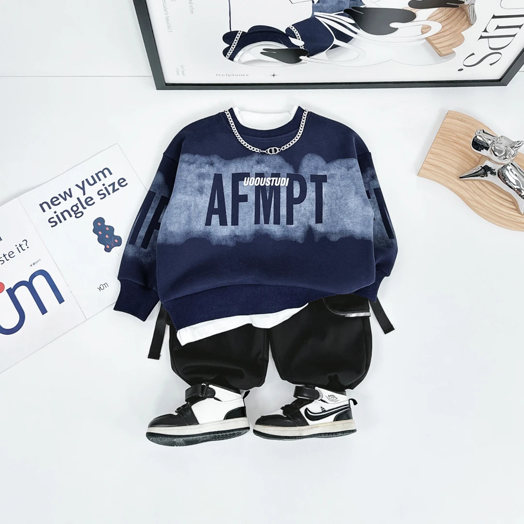 儿童卫衣加绒款长袖2024新款秋冬装男童 D-HZ241070 悠悠童话童装