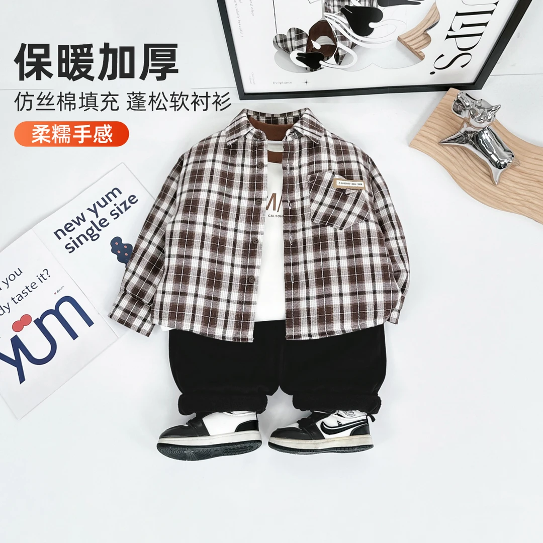 儿童衬衫长袖加厚款2024新秋冬装男童 D-BQ241015Y 悠悠童话童装