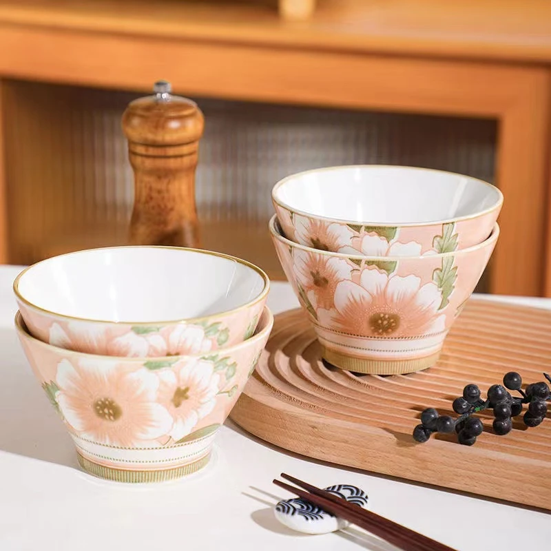 【粉丝福利】山茶花10只装5英寸斗笠碗釉下彩陶瓷米饭碗