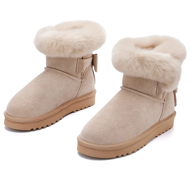 【瓌姿艳逸】百搭真皮绵羊毛雪地靴2024冬时尚棉鞋SS3411AP77