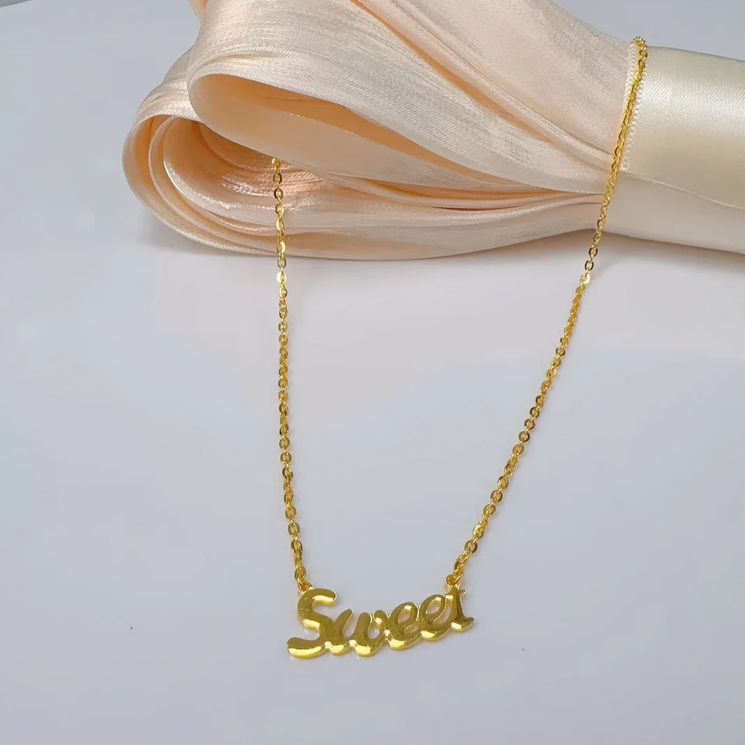 《小糖姐珠宝》足金 黄金9999 字母Sweet项链时尚简约经典百搭款