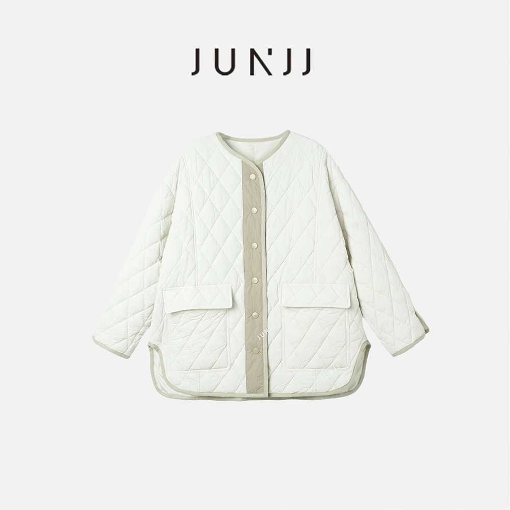 JUNJJ【廓形外套】女士秋冬宽松保暖休闲百搭冬季加厚棉服圆领外套