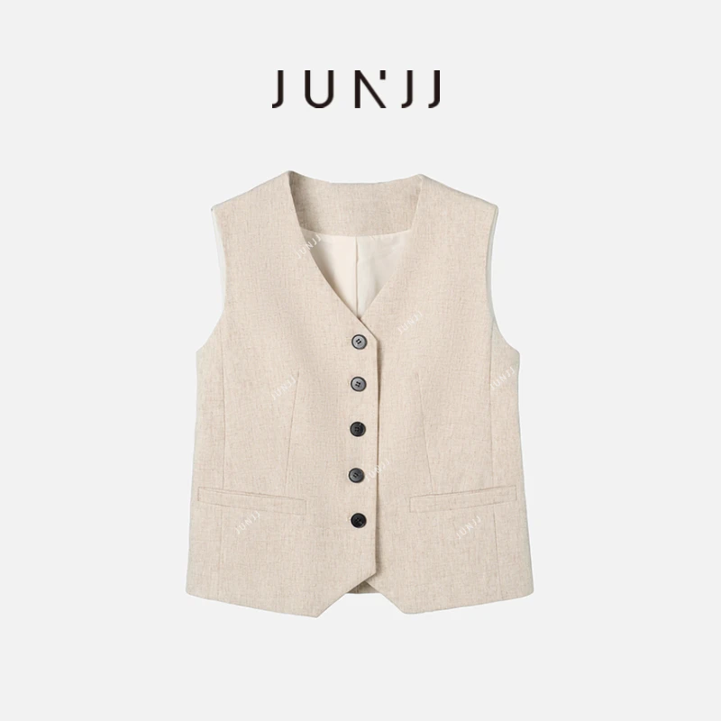 JUNJJ【极简马甲】2024新款百搭马甲高级感气质复古马甲外套女