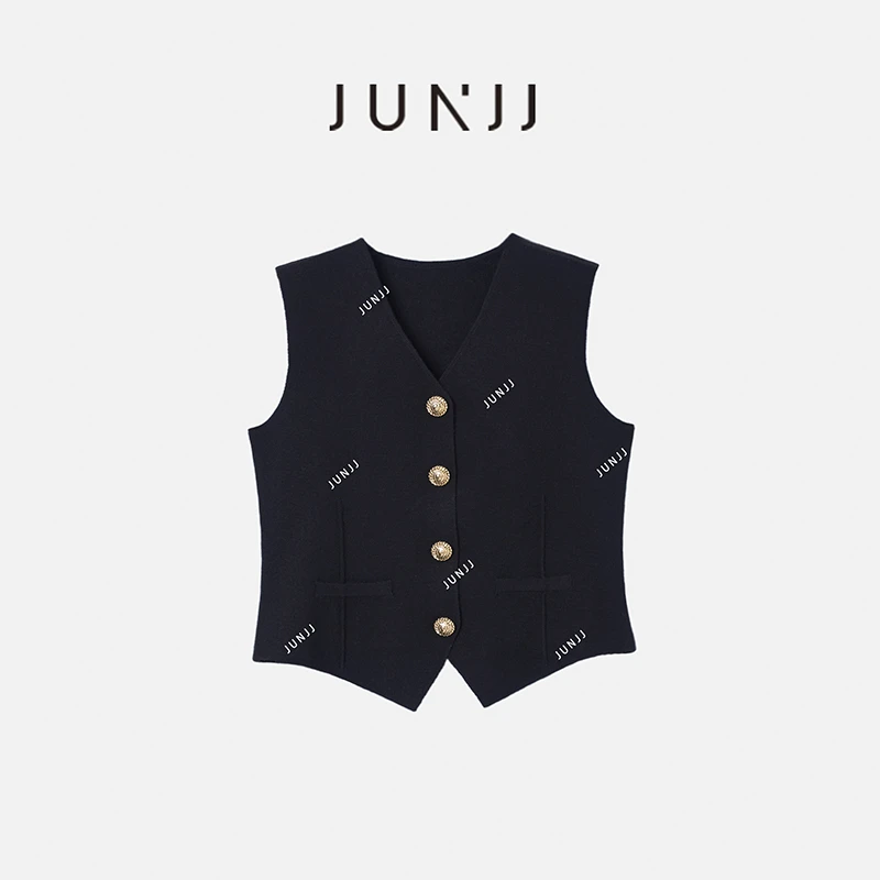 JUNJJ【复古马甲】24新款百搭针织马甲开衫高级感复古马甲外套女