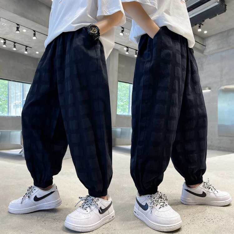 儿童装男童裤子夏季2024新款中大童运动裤子男孩薄款棉质防蚊裤