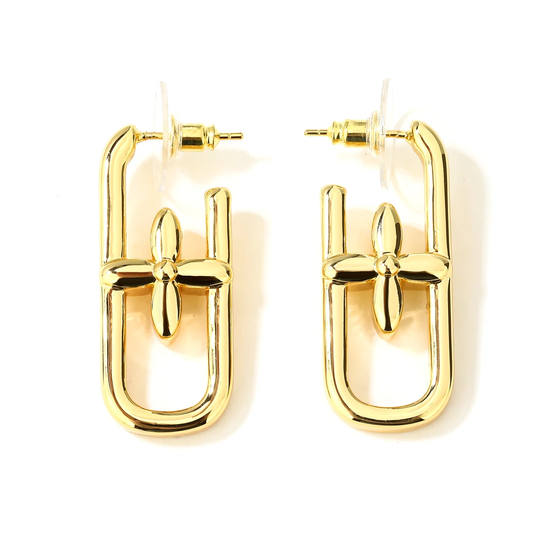 铜合金耳饰 COCO SALOME 新款光面金色时尚百搭耳环女款 B117