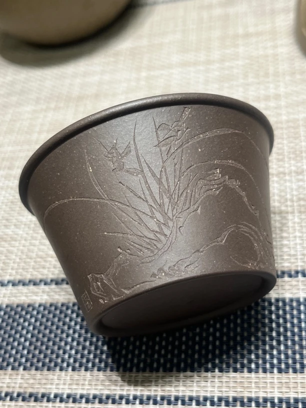 【青石蘭韵图】扇形如意杯 100CC 大水潭天青泥