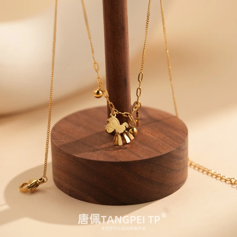 不锈钢项链 LC 设计感精致小木马个性小众气质锁骨链项链时尚饰品