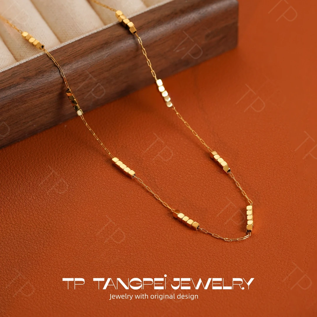 不锈钢项链 LC设计感拼接串珠项链冷淡风珠珠颈链气质时尚饰品