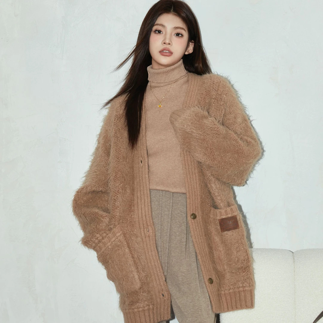 【01】宽松慵懒风美拉德毛绒加厚毛衣外套