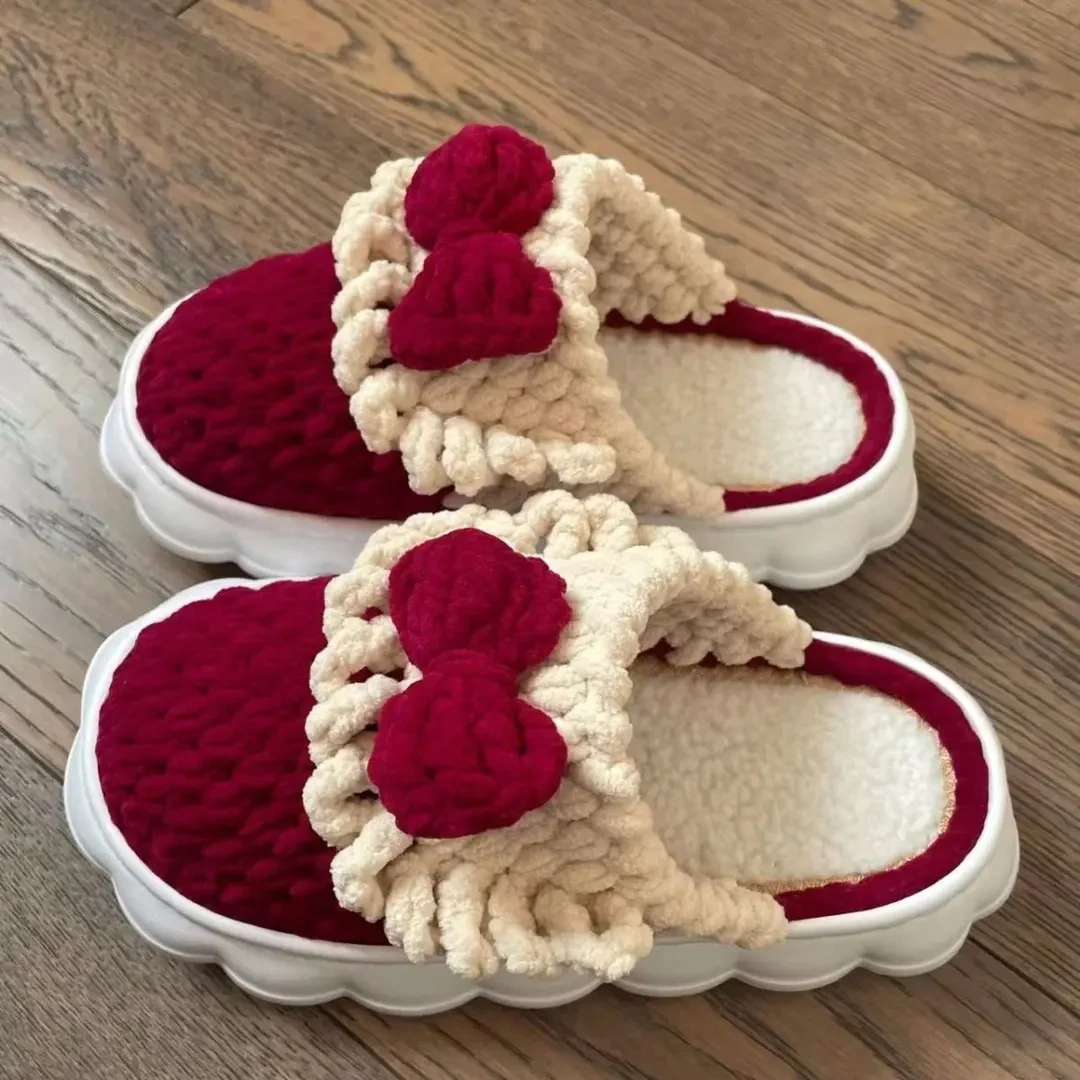 奶油拖鞋EVA云朵拖鞋材料包diy拖鞋冰条线钩针加绒防滑鞋底Q336