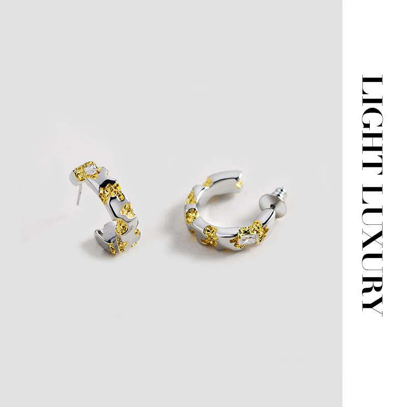 铜合金合成锆石耳饰 0418363拼色耳钉时尚百搭 耳环女气质高级感