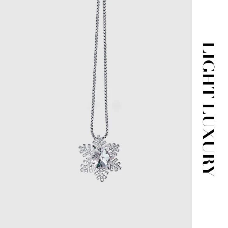施家雪花项链 女外衣链毛衣链