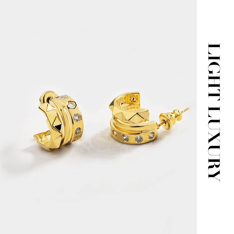 铜合金合成锆石耳饰 1177354卡家子弹头耳钉气质百搭 耳环女