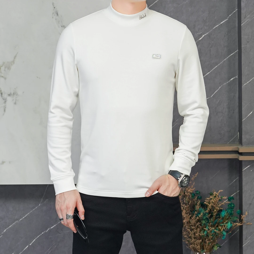 冬季新款长袖莫代尔棉拉绒厚款柔软舒适时尚潮流男士百搭中领363