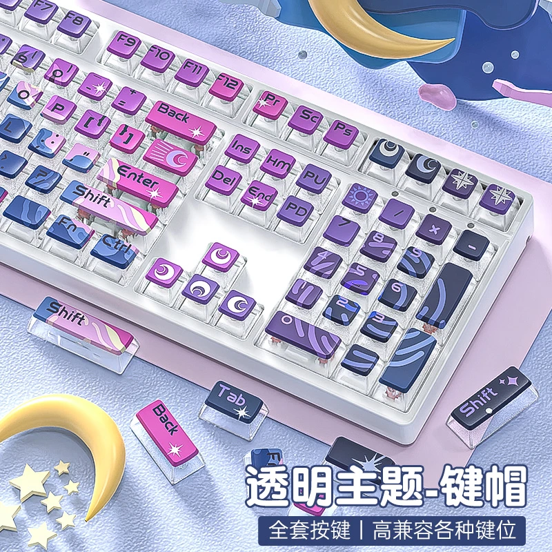 原创双皮奶布丁PBT热升华四面侧透明透光个性机械键盘键帽客制化