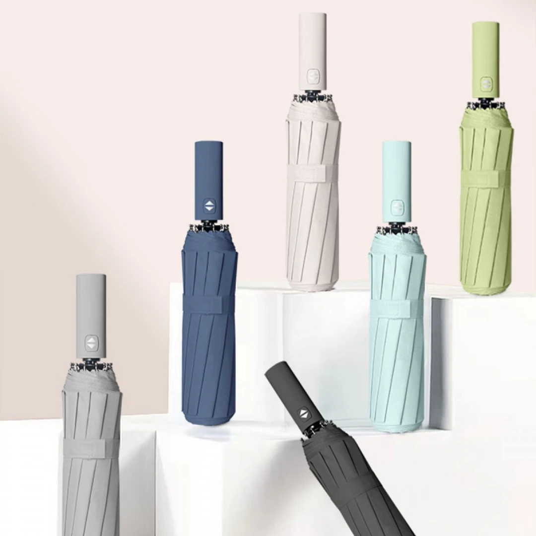 新品 闹闹12骨加厚黑胶自动晴雨两用伞