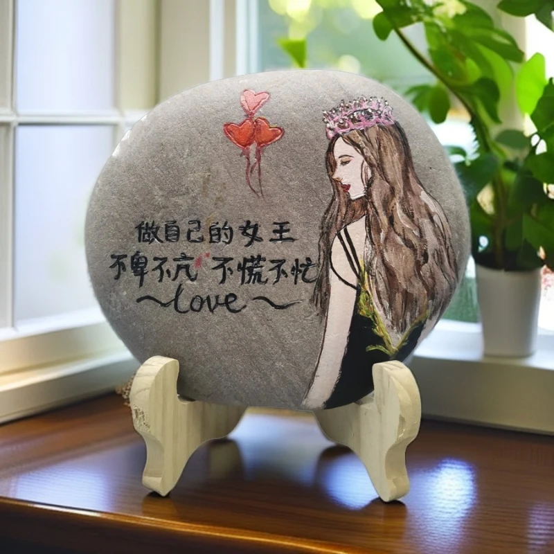 甜蜜温馨提神励志礼品摆件书房卧室励志学生装饰办公室店铺石刻画