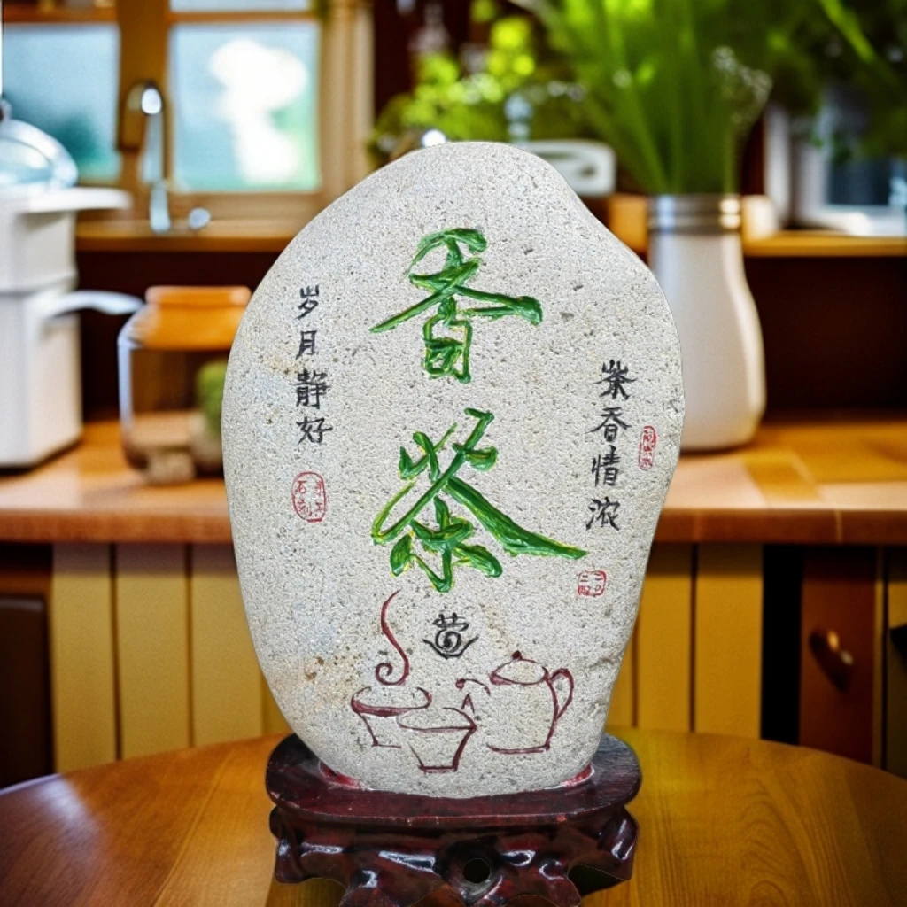 禅茶一味纳福迎寿修身养性静心怡情禅意佛像工艺品古镇石刻画