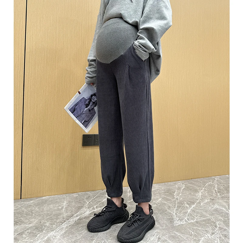 欧棉绒孕妇休闲裤秋冬百搭外穿奶奶裤束脚裤托腹九分萝卜裤DY786