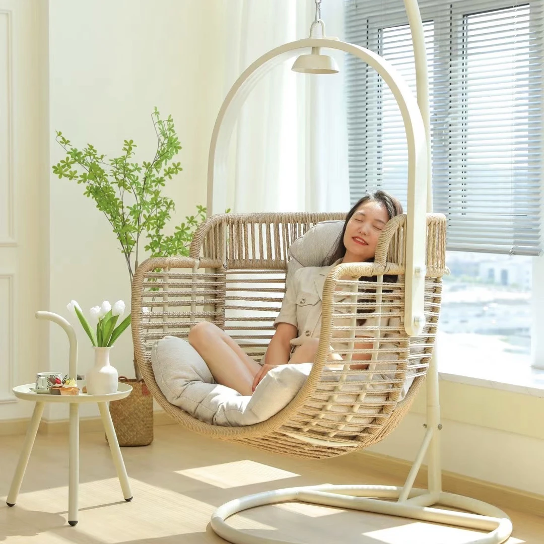 吊篮藤椅阳台摇椅室内网红鸟巢椅子编织秋千椅批发阳台秋千吊椅