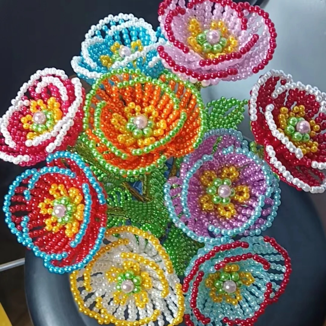 虞美人花材料包diy手工串珠虞美人花材料包