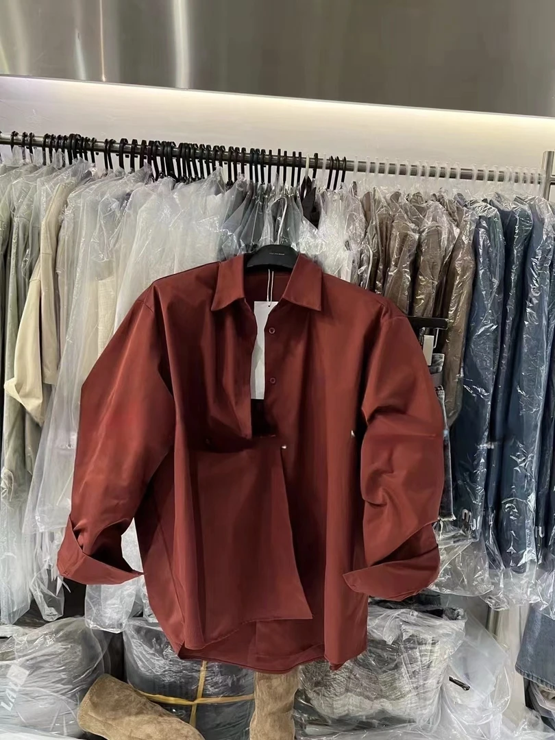 【東ROOM家】早秋新款四色胸口刺绣标男友风衬衫外套大版纯色设计感