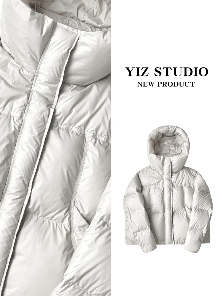 【YIZHUANG】2024新款冬季泡芙连帽百搭时尚连帽羽绒服加厚的短款
