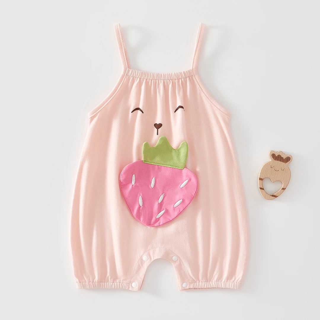 婴儿连体衣宝宝吊带婴儿衣服夏季薄款婴儿宝宝哈衣无骨短爬纯棉