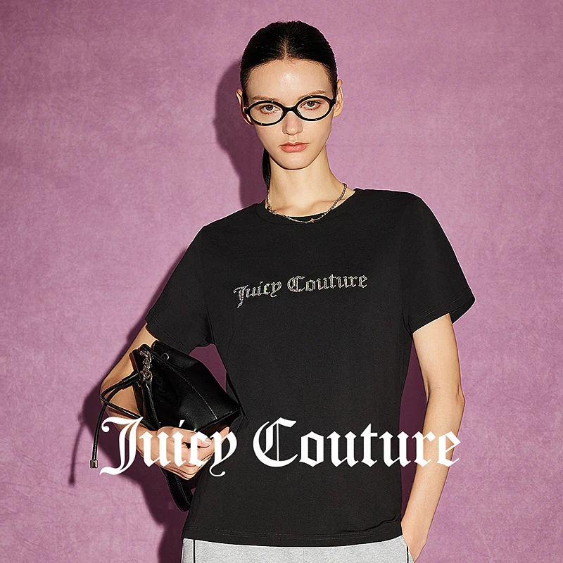 JUICYCOUTURE橘滋经典烫钻logo重工显瘦穿搭休闲时尚宽松女式T恤