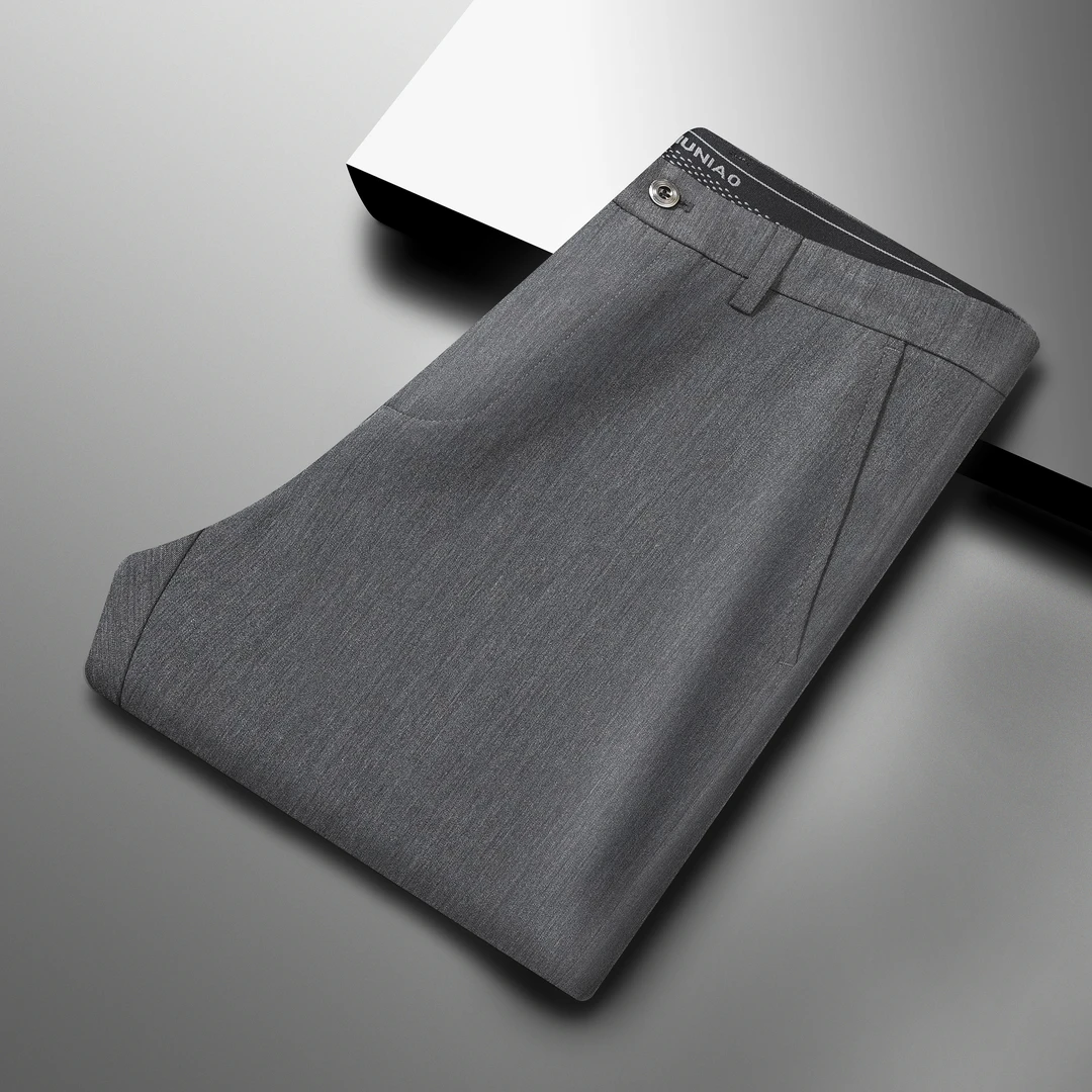 【秋冬薄绒】男士轻奢秋冬裤子舒适垂感直筒男裤弹力加厚休闲裤九分