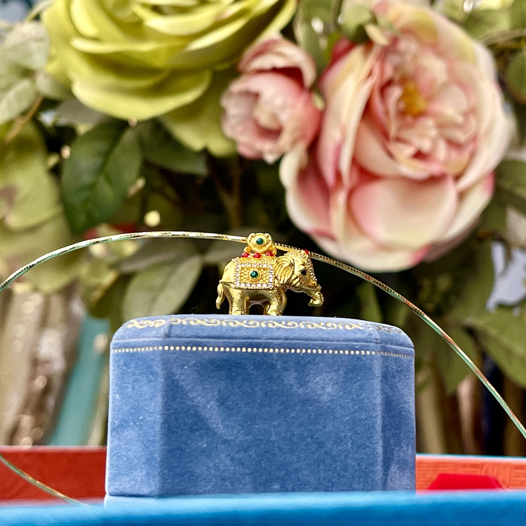 铜合金玻璃吊坠 03019 印度吊坠饰品手工春夏宫廷风镶嵌金色复古