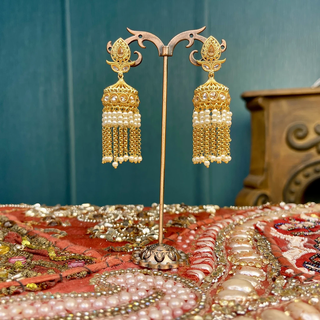 铜合金玻璃耳饰 01048印度耳饰手工春夏复古古风宫廷风气质百搭