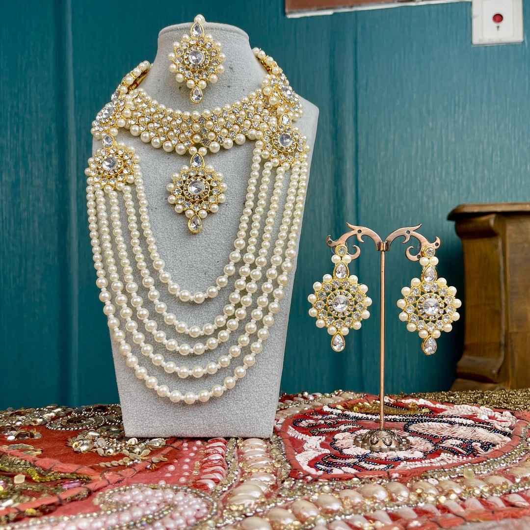 铜合金玻璃项链 04248印度春夏项链套装古风金色民族风百搭15010