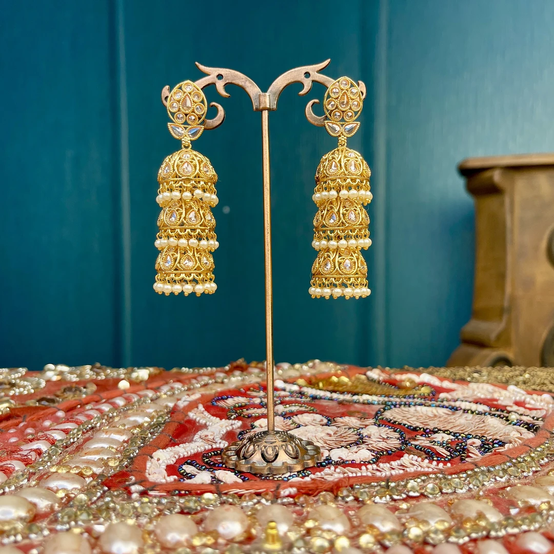 铜合金玻璃耳饰 01027 印度耳饰手工春夏复古古风宫廷风气质百搭