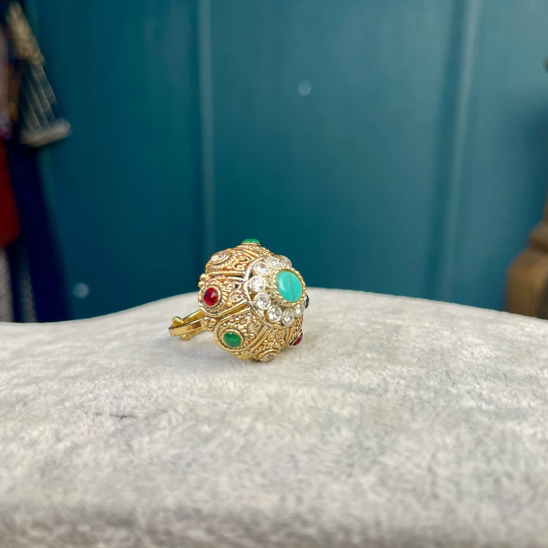 铜合金玻璃戒指 02030  印度春夏戒指手工气质轻奢百搭复古名族风