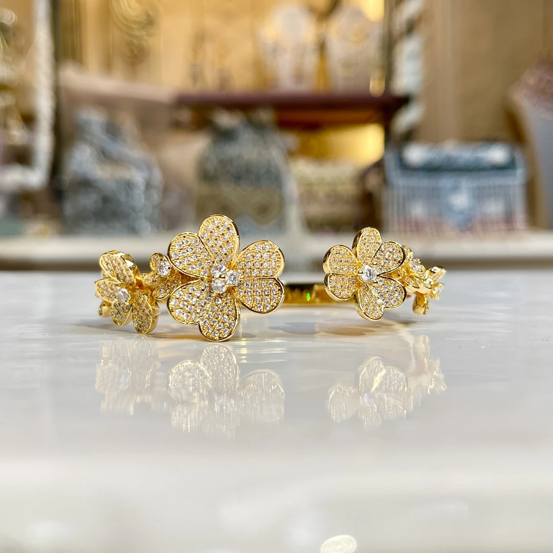 铜合金手镯 【02483】瑾瑟印巴手镯气质轻奢百搭镶嵌精致简约银色