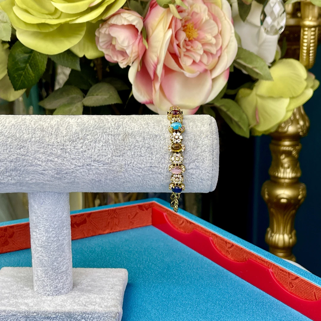 铜合金玻璃手链 02332印度印巴手链气质轻奢百搭经典彩色精美潮流