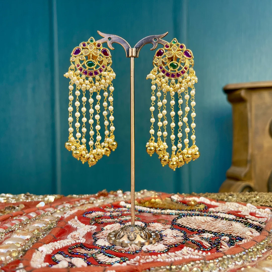 铜合金玻璃耳饰 01100 印度耳饰手工春夏复古古风宫廷风气质百搭