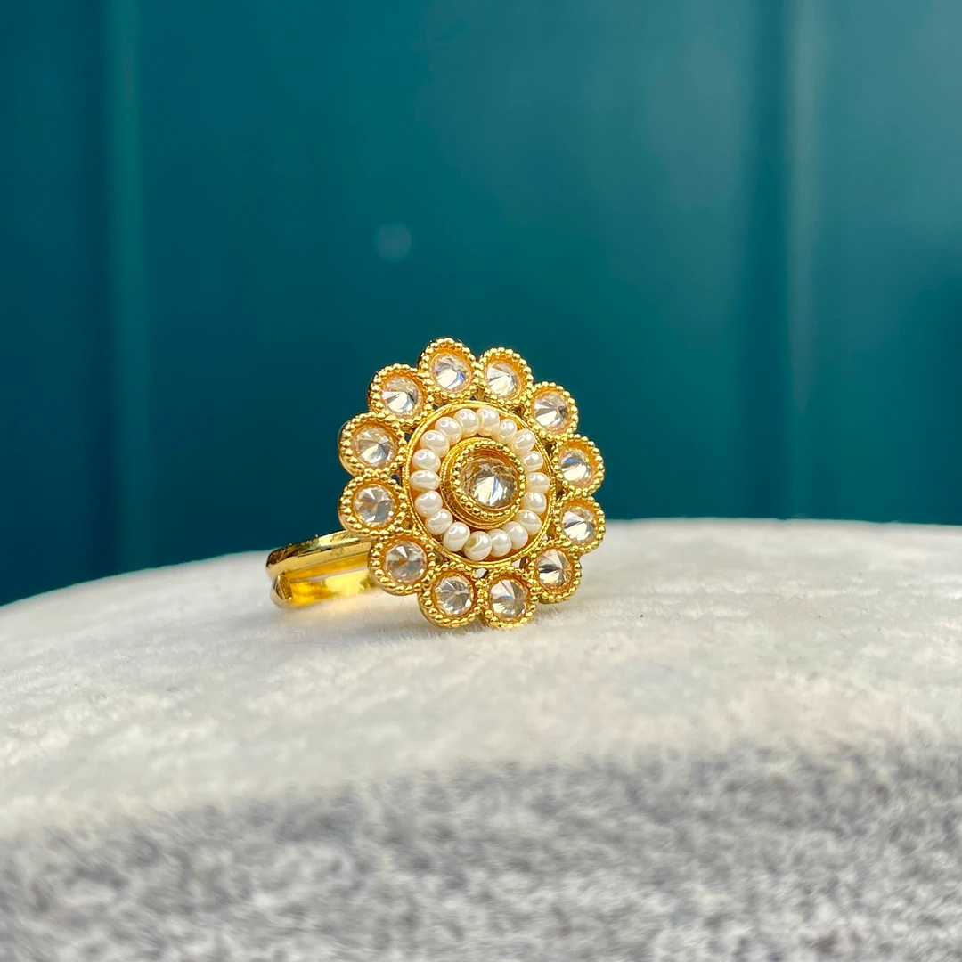 铜合金玻璃戒指 02086  印度春夏戒指手工气质轻奢百搭复古名族风