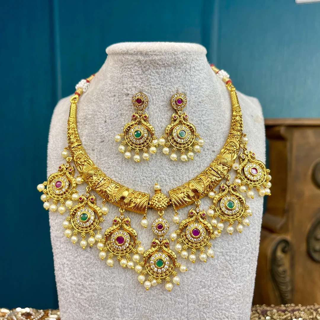 铜合金项链 04114印度春夏项链套装古风金色民族风精美百搭27024