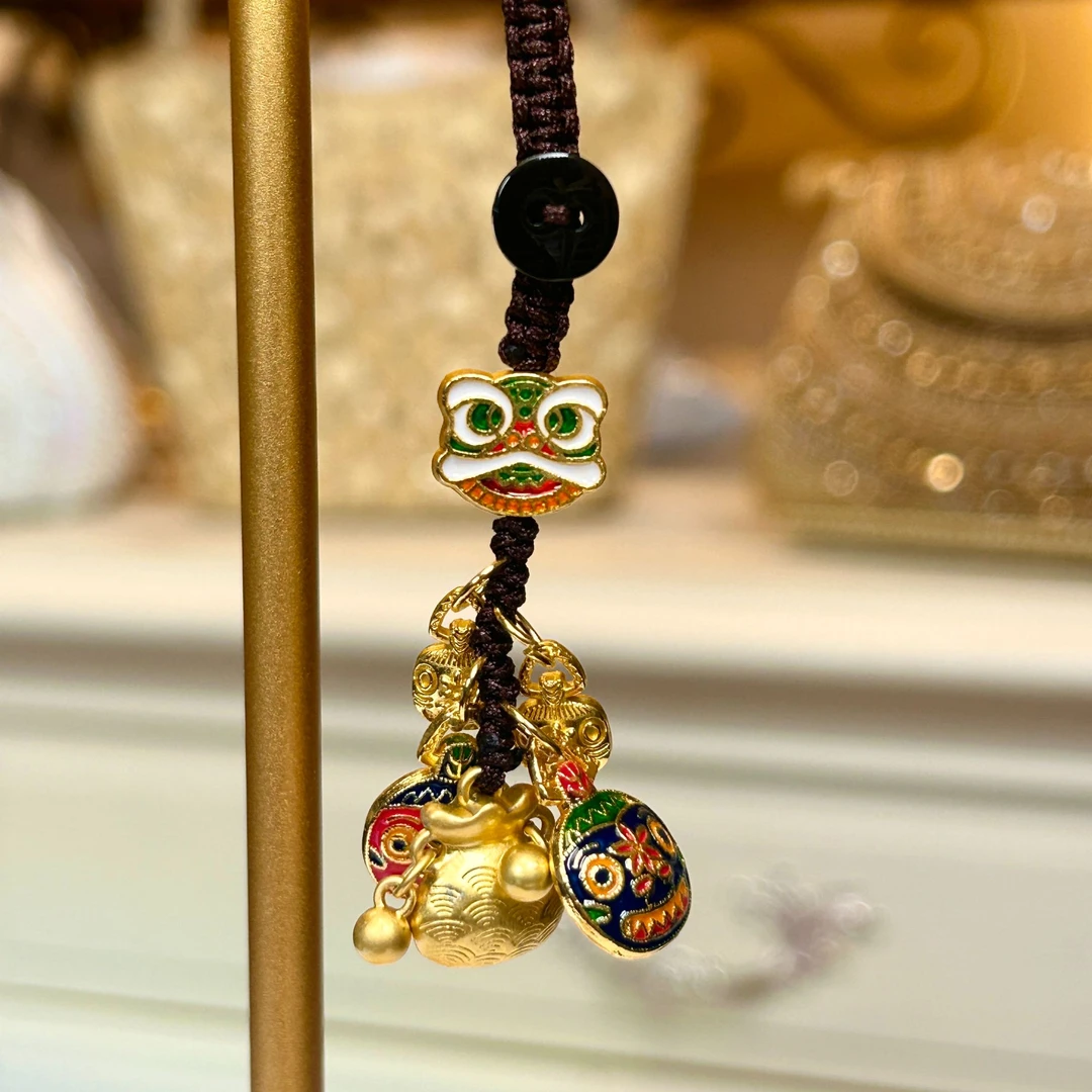 【07017】瑾瑟时尚挂饰”醒狮“挂饰金色国风中式