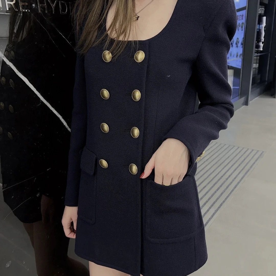 99新 YSL/圣罗兰 藏蓝色双排扣外套 38码 00206