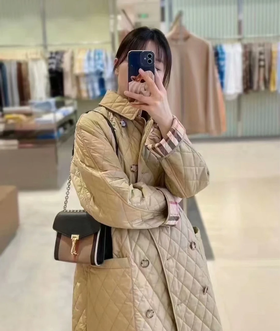 99新 Burberry巴宝莉 长款菱格棉服 01264