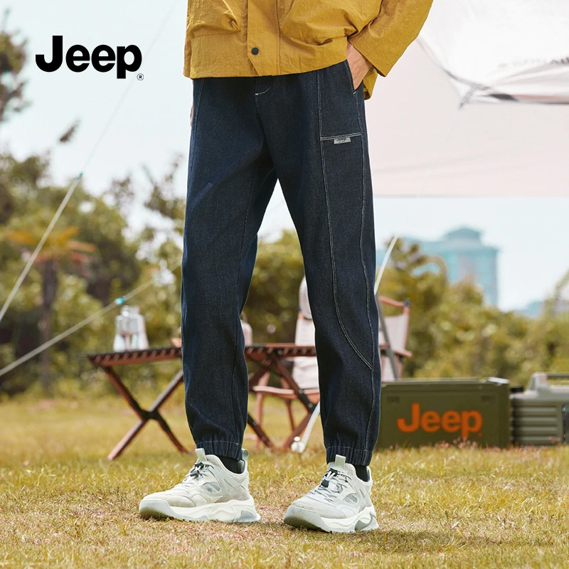 JEEP/吉普秋冬季潮流2024秋季新款男士牛仔裤宽松休闲裤子男长裤