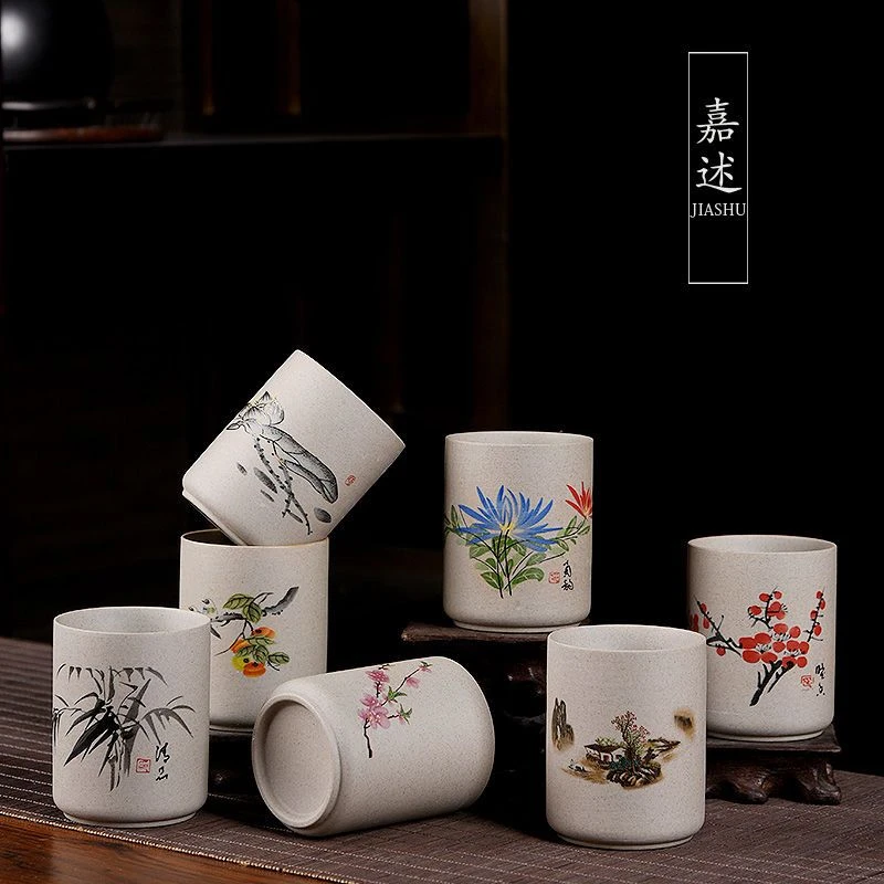 主人杯粗陶大茶杯直口大杯子中式韩式大容量禅风古典个性禅意古风