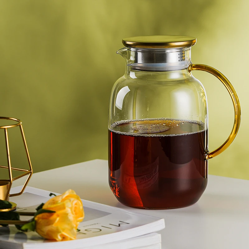 家用玻璃冷水壶冷萃壶大容量凉水壶耐高温果茶冷泡壶耐热透明